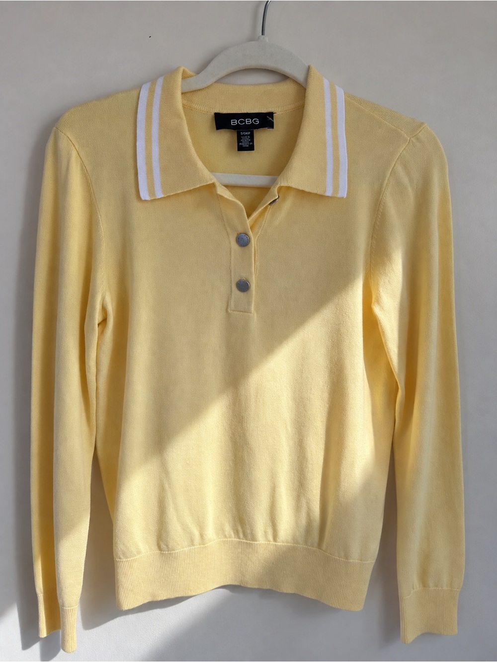 BCBG Yellow Knit Polo Sweater – Size S